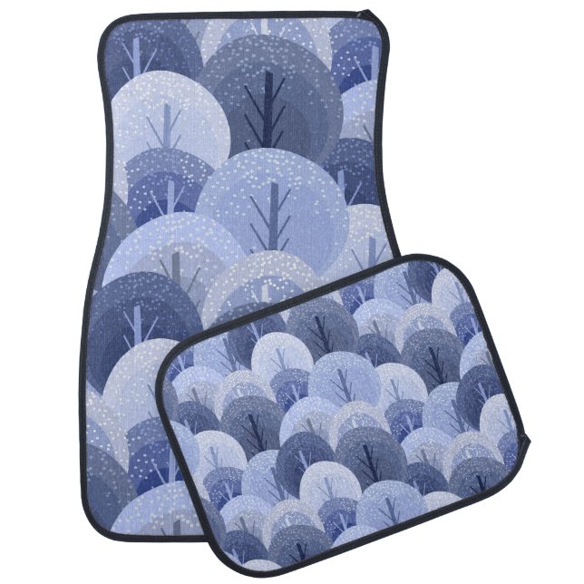Winter forest, Christmas trees, seamless design. Car Floor Mat (Set)