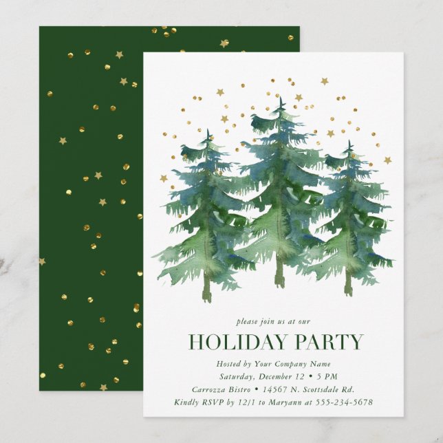 Winter Forest Company Holiday Party Invitation (Front/Back)