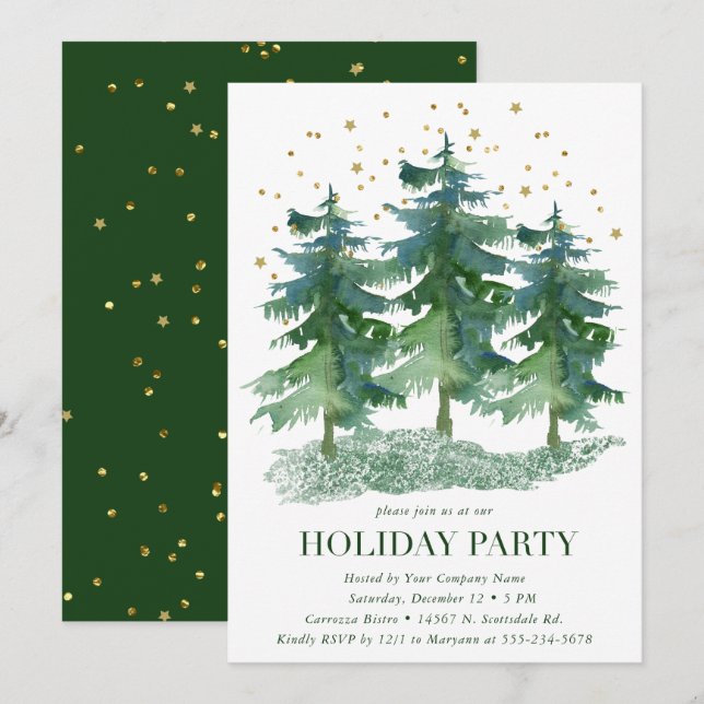 Winter Forest Company Holiday Party Invitation (Front/Back)