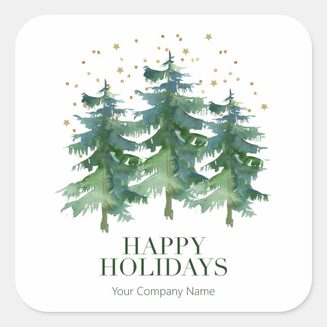 Winter Forest Company Holiday Square Sticker (Front)