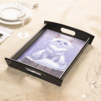 Winter forest : cute whimsical Fox wildlife  Serving Tray