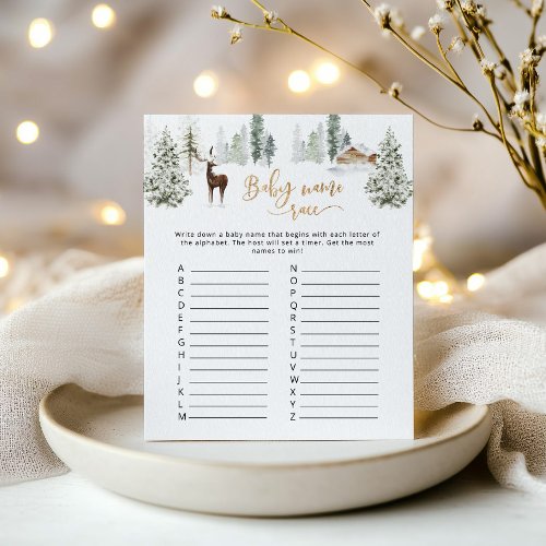 Winter forest deer baby name race game