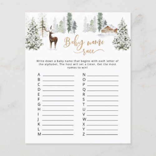 Winter forest deer baby name race game