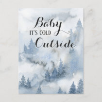 Winter Forest Dusty Blue -Baby It's Cold Outside Postcard
