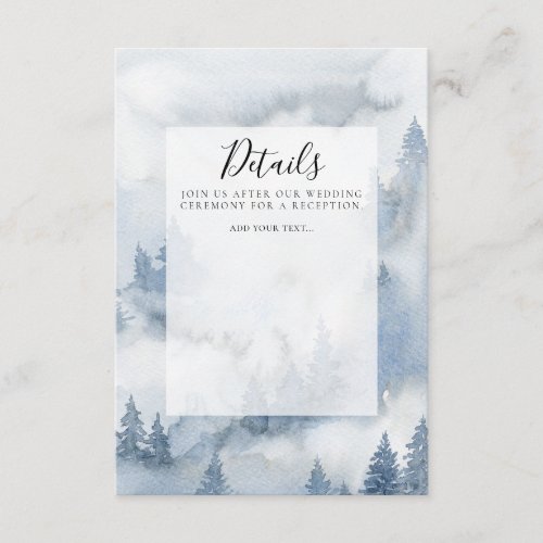 Winter Forest Dusty Blue Wedding Details  Enclosure Card