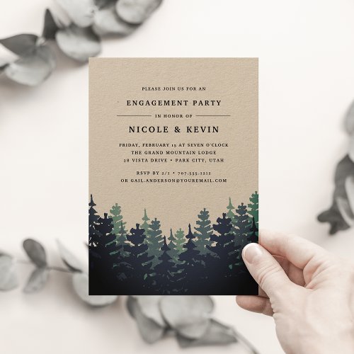 Winter Forest Engagement Party Invitation