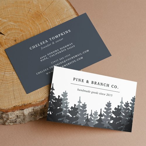 Winter Forest  Evergreen Tree Logo Business Card