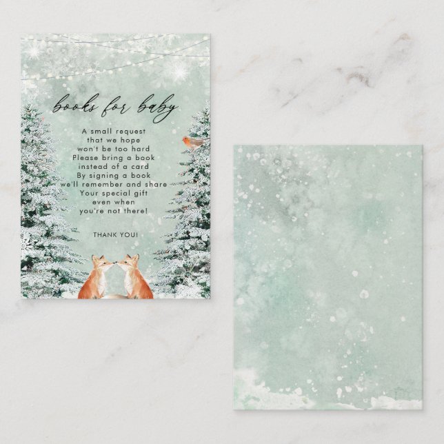 winter forest fox books for baby request card (Front/Back)