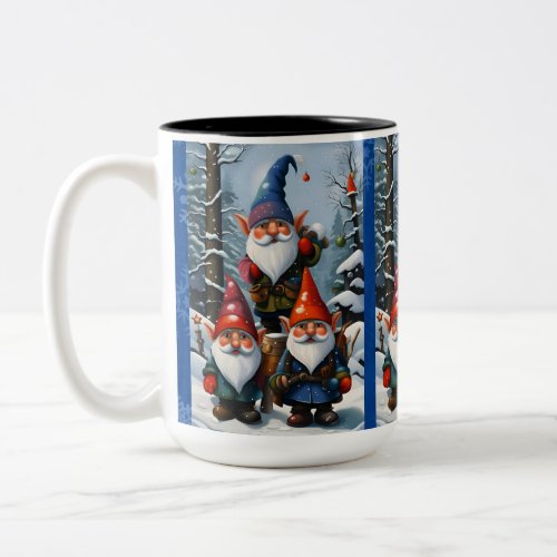 Winter Forest Gnomes Two_Tone Coffee Mug