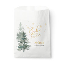 Winter Forest Gold It's Cold Outside Baby Shower Favor Bag