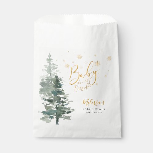 Winter Forest Gold Its Cold Outside Baby Shower Favor Bag