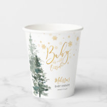 Winter Forest Gold It's Cold Outside Baby Shower Paper Cups