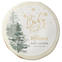 Winter Forest Gold It's Cold Outside Baby Shower Sugar Cookie