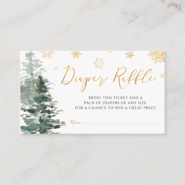 Winter Forest Gold It's Cold Outside Diaper Raffle Enclosure Card (Front)