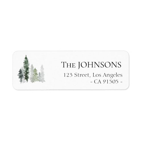 winter forest greenery holiday address label