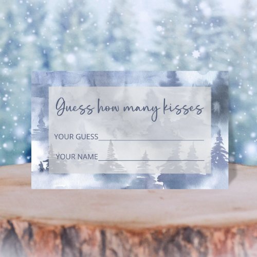 Winter Forest guess how many kisses bridal game Enclosure Card