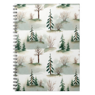 Winter Forest: Hand-Drawn Green Blur Notebook
