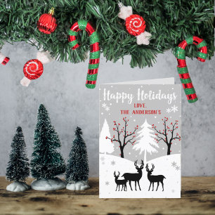 Winter Forest "Happy Holidays" Festive Christmas Holiday Card