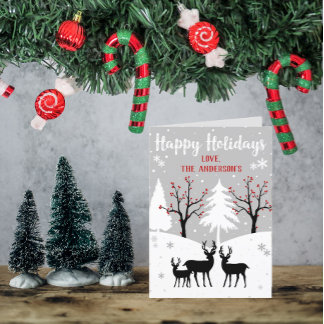 Winter Forest "Happy Holidays" Festive Christmas Holiday Card