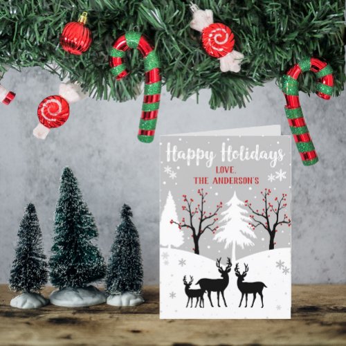 Winter Forest Happy Holidays Festive Christmas Holiday Card