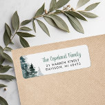 Winter Forest Holiday Return Address Labels<br><div class="desc">Custom printed holiday return address labels with a watercolor forest of evergreen trees in pretty muted blue green colors. Personalize it with your family name and return address. Use the design tools to choose any background color, edit the text and fonts or upload your own photos to create a one...</div>