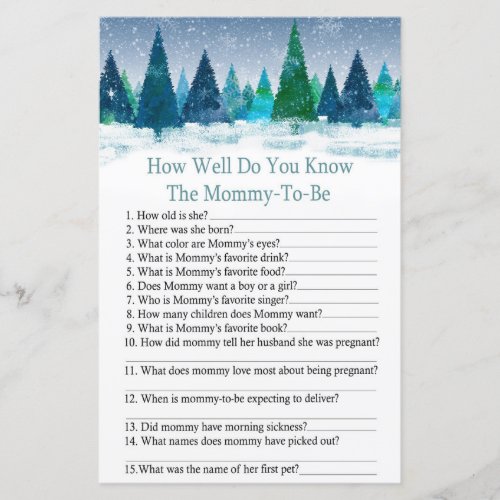 winter forest how well do you know baby shower