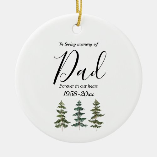 Winter Forest In Loving Memory of Dad Ceramic Ornament