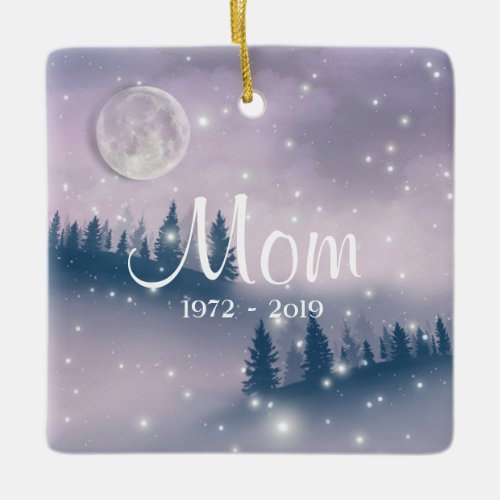 Winter Forest In Memory Mom Photo Christmas Ceramic Ornament