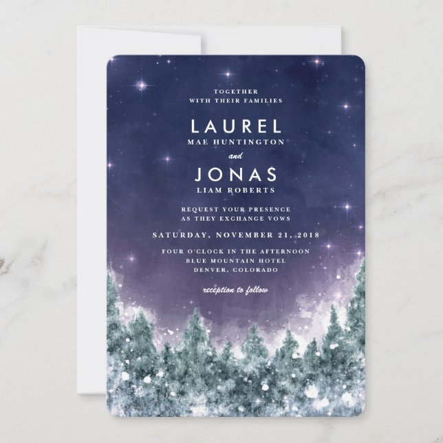 Winter Forest in the Stars Wedding Invitations (Front)