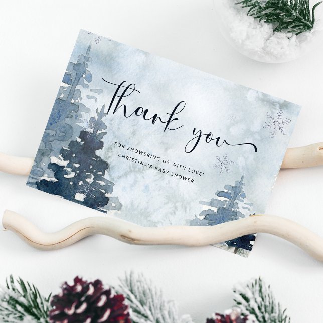 Winter forest It's Cold Outside baby shower  Thank You Card (Creator Uploaded)