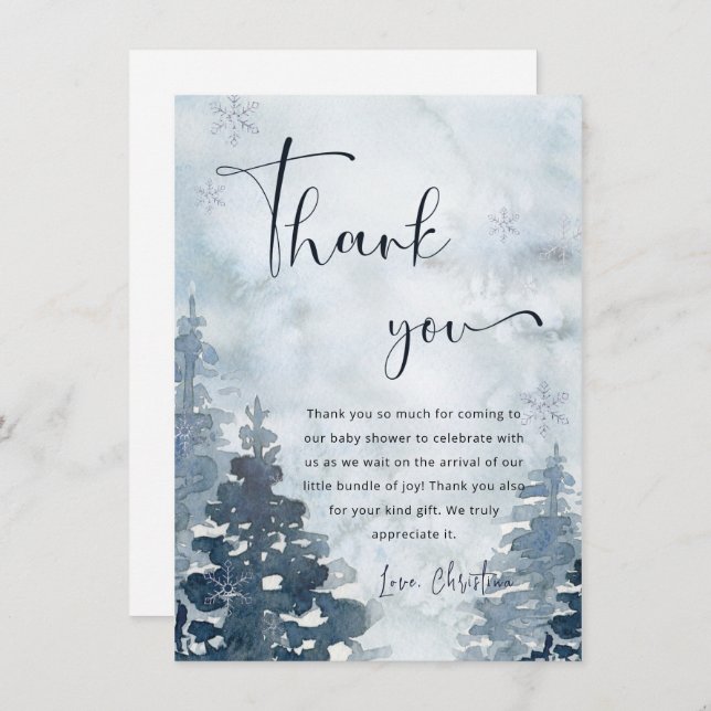 Winter forest It's cold outside thank you card (Front/Back)