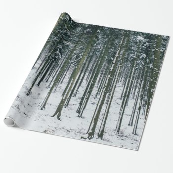 Winter Forest Landscape Snow Covered Trees Wrapping Paper by PatiDesigns at Zazzle