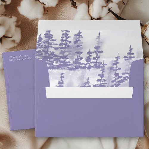 Winter Forest Lavender Wedding Invitation Envelope
