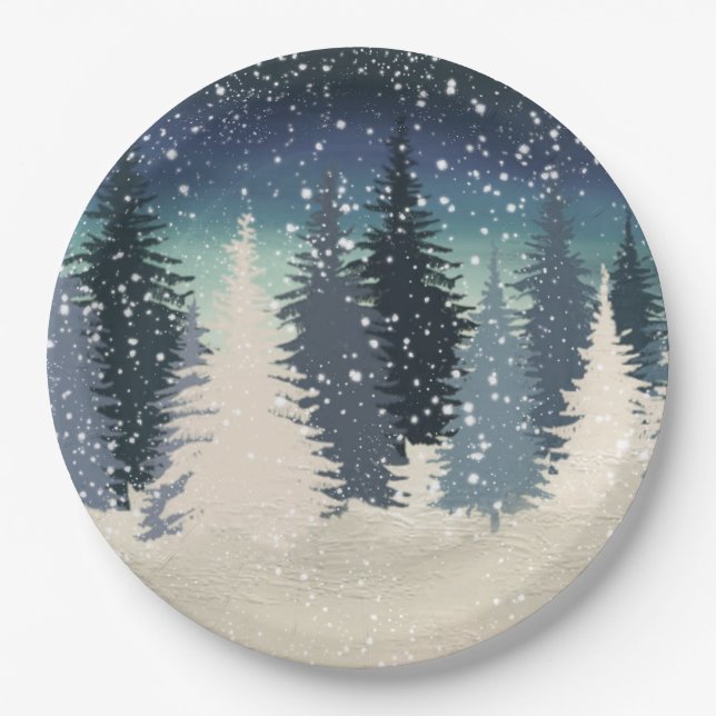 Winter Forest- Let it snow Paper Plates (Front)