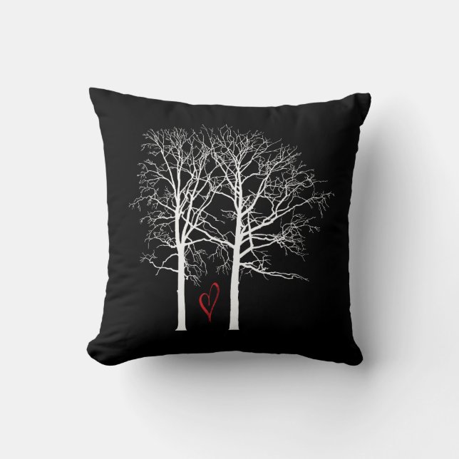 Winter Forest Love Throw Pillow (Front)