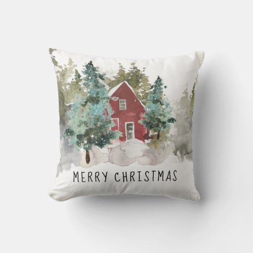 Winter Forest Merry Christmas Family Cushion