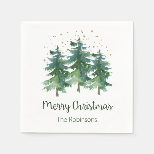 Winter Forest Merry Christmas Napkins