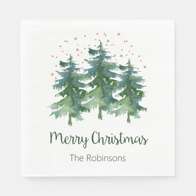 Winter Forest Merry Christmas Napkins (Front)