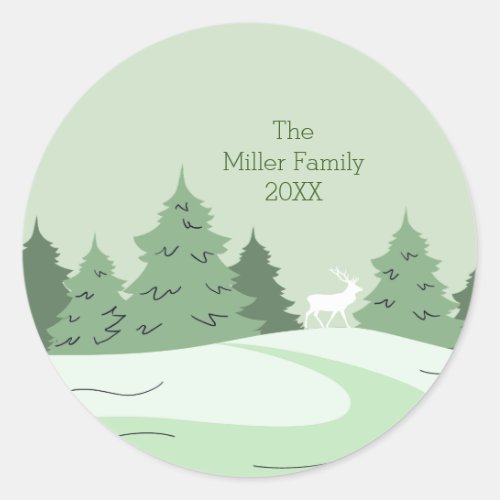 Winter Forest Minimal Classic Round Sticker