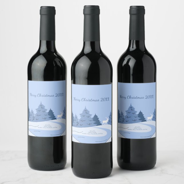 Winter Forest Modern Minimal  Wine Label (Bottles)