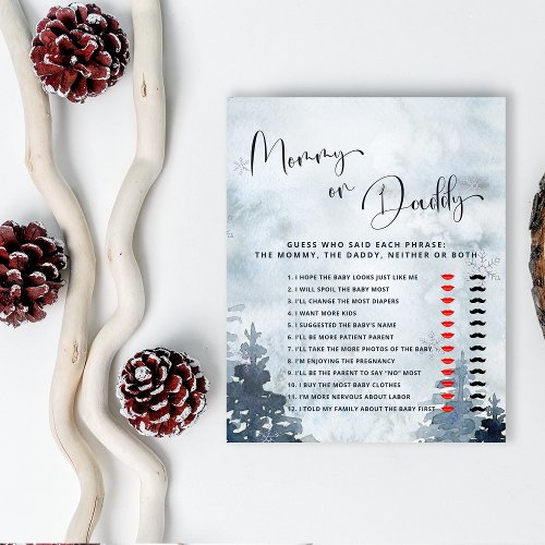 Winter forest Mommy or Daddy baby shower game