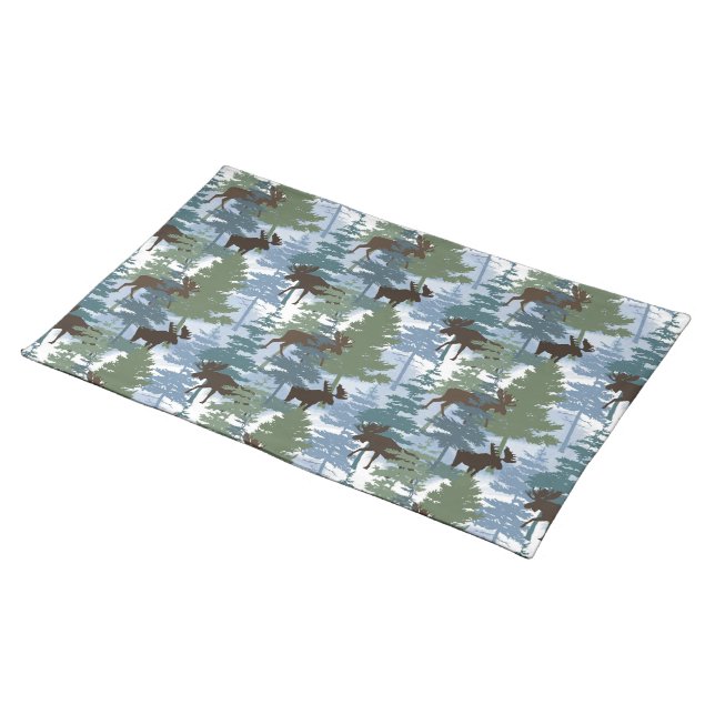 Winter Forest Moose Cloth Placemat (On Table)