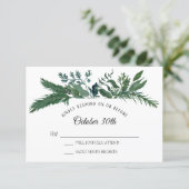 Winter Forest Mountain Foliage Leaf RSVP Wedding Invitation (Standing Front)