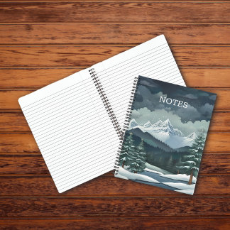Winter Forest Mountain Scene Personalisable Notebook