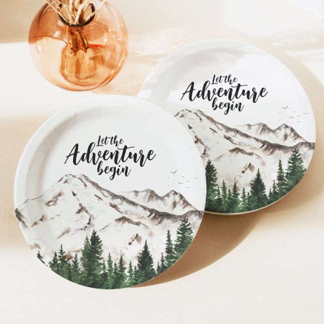 Winter Forest Mountains Adventure Baby Shower  Paper Plates (Creator Uploaded)