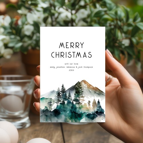 Winter Forest Name Merry Christmas Holiday Card
