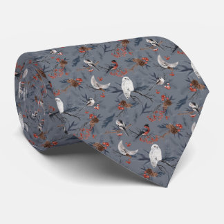 winter forest neck tie