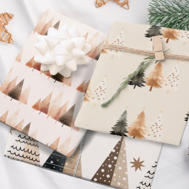 Winter Forest Neutral Christmas Tree  Wrapping Paper Sheets (Creator Uploaded)