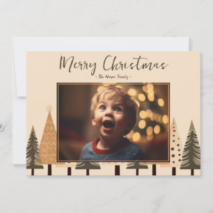 Winter Forest Neutral Photo Christmas Holiday Card