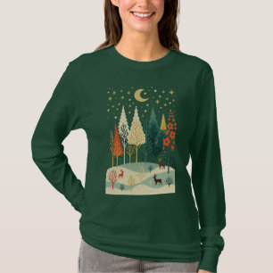 Winter Forest Night Long Sleeve T-Shirt Peaceful